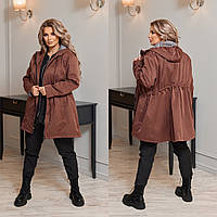 Демісезонна стильна куртка-парка великих розмірів із куліскою і капюшоном (р.48-50). Арт-2090/42