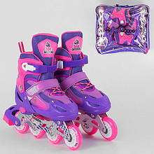 Дитячі ролики, розмір 30-33 Best Roller 10033-S, Фіолетові, колеса PVC зі світлом, розсувні