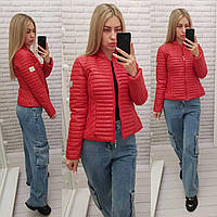 Женская классическая стеганая куртка арт. 470 красного цвета / красный