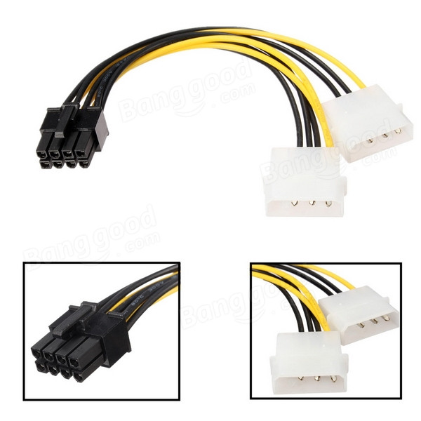 Переходник-адаптер Питания с 2xIDE 4pin на PCI-E 8pin — Купить Недорого ...