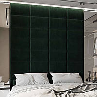 Декоративная мягкая бархатная панель плитка модульное мягкое изголовье кровати 30 * 60 * 5 см Темно-зеленый