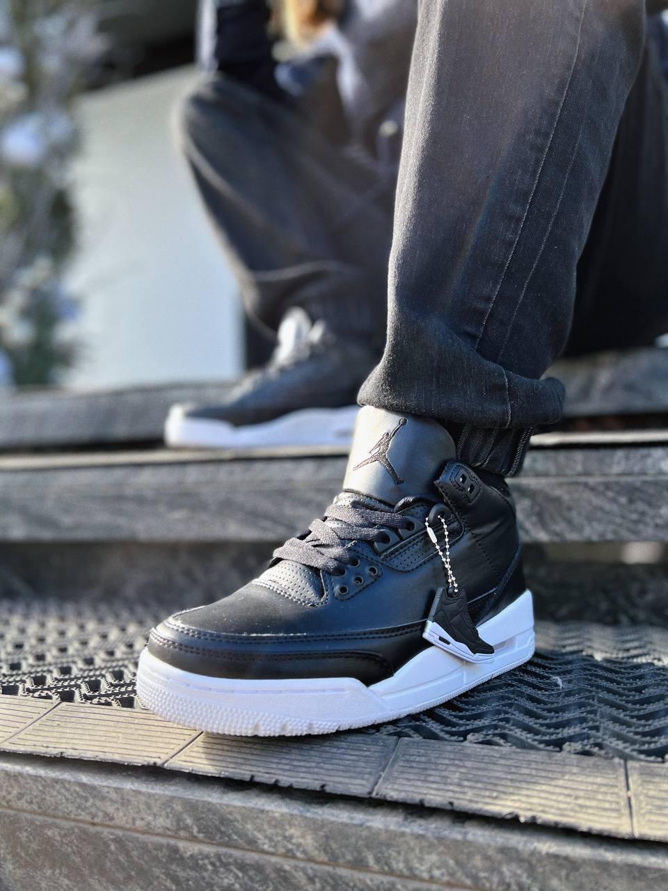 Кросівки чоловічі Nike Air Jordan 3 Retro Cyber Monday Black чорні шкіряні високі демісезон модні стильні