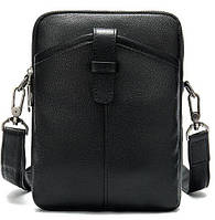 Компактная мужская сумка из натуральной кожи Vintage 14885 черная кожаная барсетка