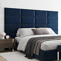 Декоративная мягкая бархатная панель плитка модульное мягкое изголовье кровати 30 * 60 * 5 см Синий