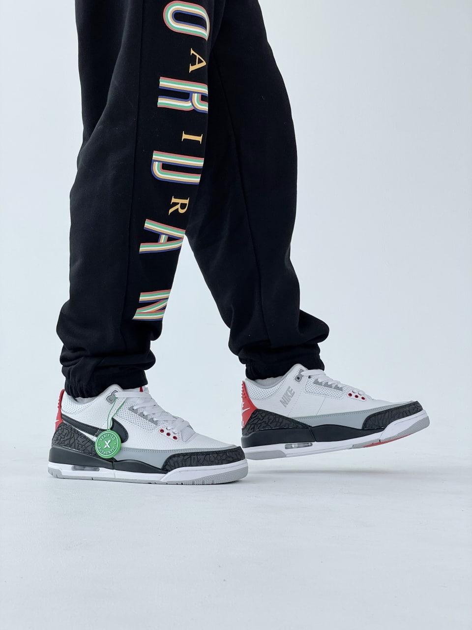 Кросівки чоловічі Nike Air Jordan 3 White Black SE білі шкіряні високі демісезон модні стильні