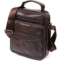 Мужская сумка через плечо из натуральной кожи Vintage 20473 коричневая 19х22х6,5 см