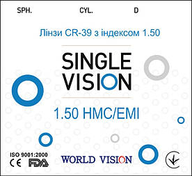 Корейські лінзи для окулярів полімерні з покриттями HMC та EMI (плюс/мінус/астигматика)