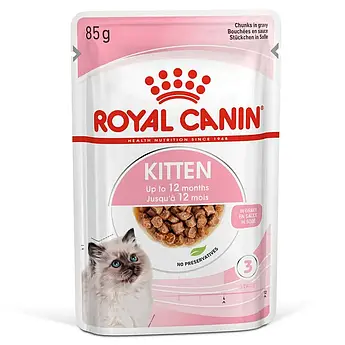 Вологий корм Royal Canin Kitten для кошенят від 4 до 12 місяців, шматочки в соусі, 85 г