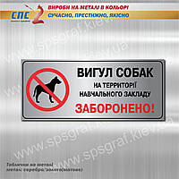 Табличка на металле «Выгул собак запрещен». Таблички на металле. Запрещающие таблички.