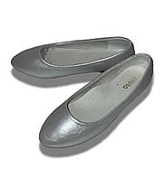 Туфли женские без каблука серебристые размер 35