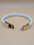 USB кабель для заряджання телефону Iphone. Кабель-браслет. USB-Iphone довжина 20 см. Білий, фото 3