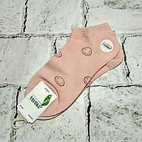 Носки женские короткие с принтом Смайлики розовые 36-39 р
