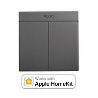 Вимикач Aqara Smart Wall Switch H1M Neutral MARS-Tech Zigbee 3.0 Apple HomeKit (з нульовою лінією) Дві клавіші - Світло-сірий (ZNQBKG25LM)