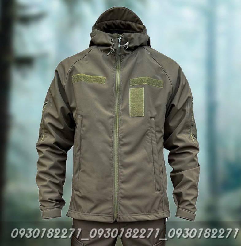 Тепла військова тактична куртка Softshell хакі для військових, полювання та риболовлі.