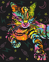 Картина Рисование по номерам Животные Космический кот Поп арт картины в цифрах 40х50 Brushme BS51365