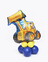 Фольгована куля фігура Екскаватор, транспорт на стійці з повітряних куль