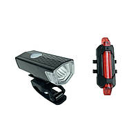 Комплект LED велофара + ліхтар-мигалка USB