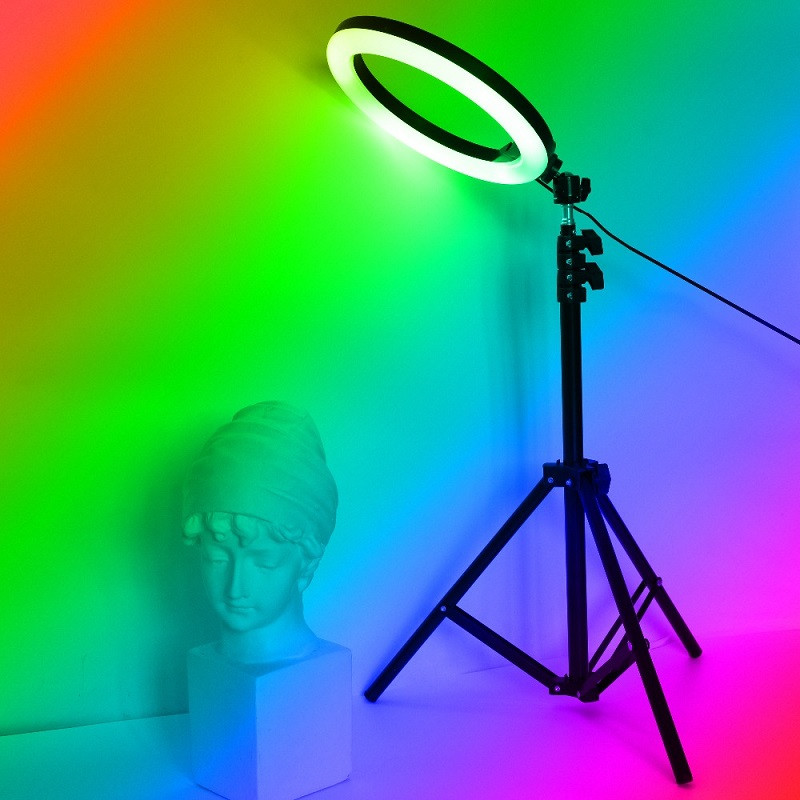 Большая кольцевая светодиодная лампа 45см RGB USB - для Селфи Блогера - с Держателем для телефона (1021) - фото 9 - id-p1796960324