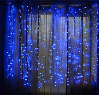 Новогодняя гирлянда Штора 1,8х1,4м 320 LED светодиодная - на окно стену витрину от сети 220В - Синяя (1067)