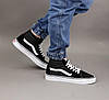 Чоловічі та жіночі високі кеди Vans Sk8-Hi Mid Black Ванс СК-8 Хай Мід чорно-білі унікс класична модель, фото 8
