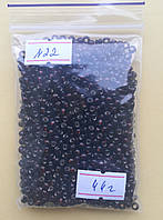 Бісер середній, Колір - коричневий, біла серединка (уп.44 грам)