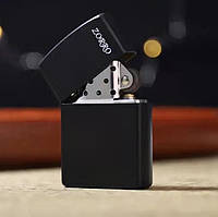 Бензиновая зажигалка Zorro Black классического дизайна в фирменной коробочке (черная)