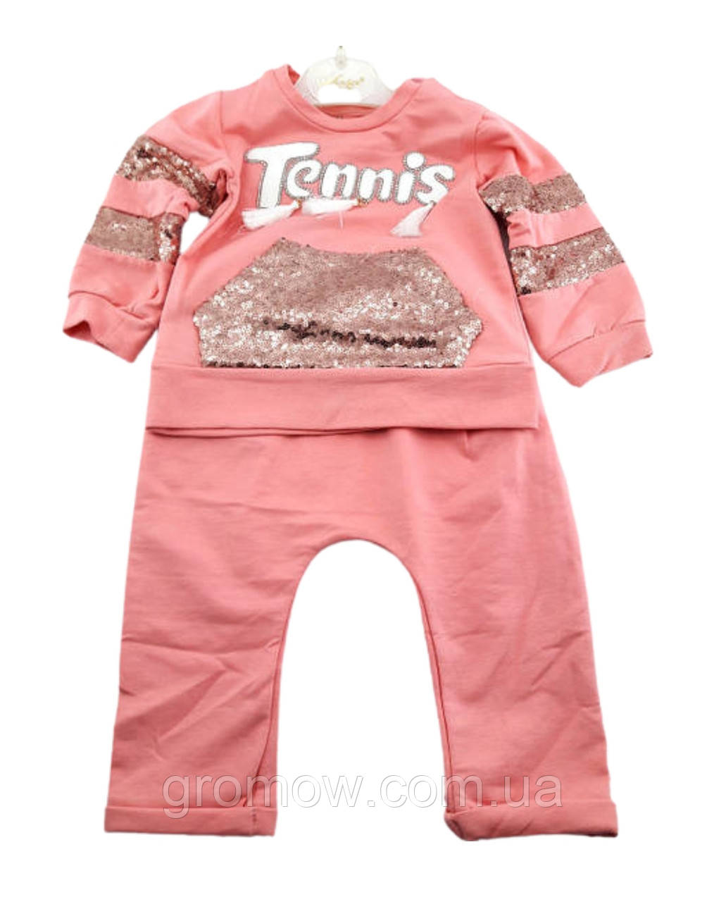 Спортивний костюм дитячий Туреччина 3, 4 роки для дівчинки трикотажний кораловий (КДІ30), фото 1