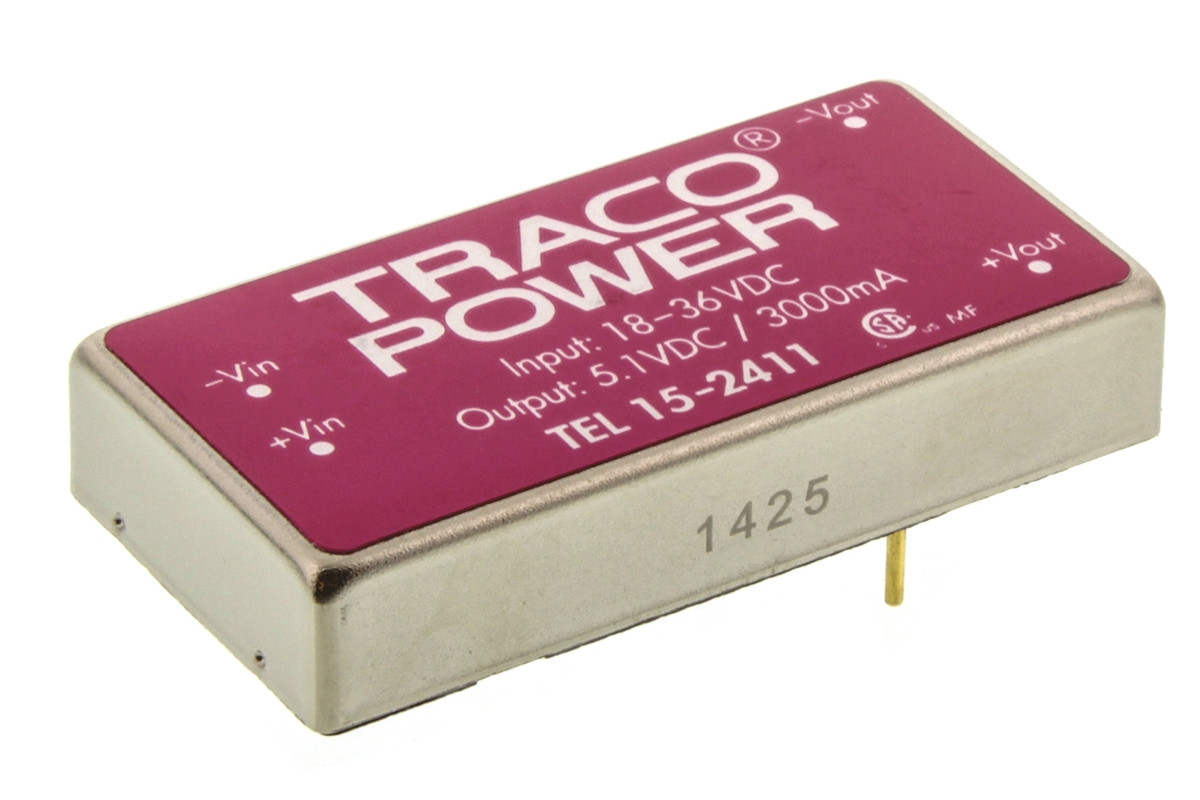 Преобразователь DC-DC Traco Power TEL15-2411 15Вт 5В 3А 81% ефективність компактний (HM)