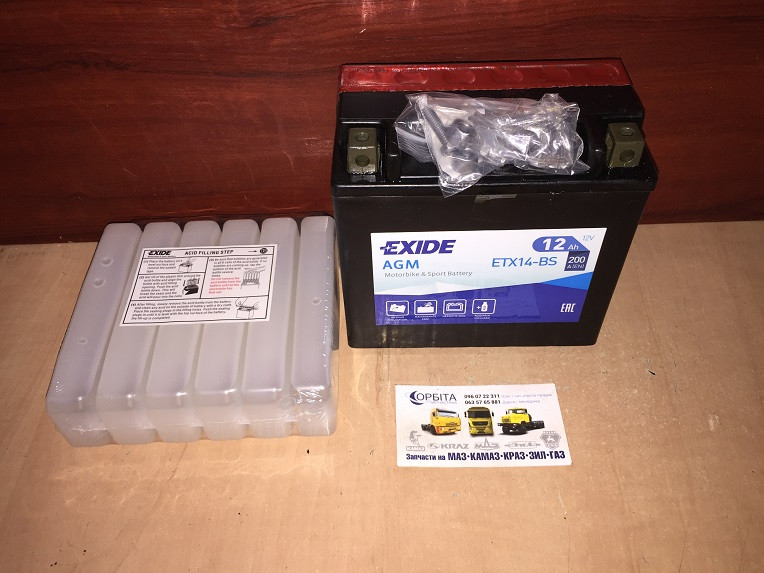 ETX14-BS Аккумулятор 12Ah-12v Exide AGM (ETX14-BS) (150х87х145) L, EN200