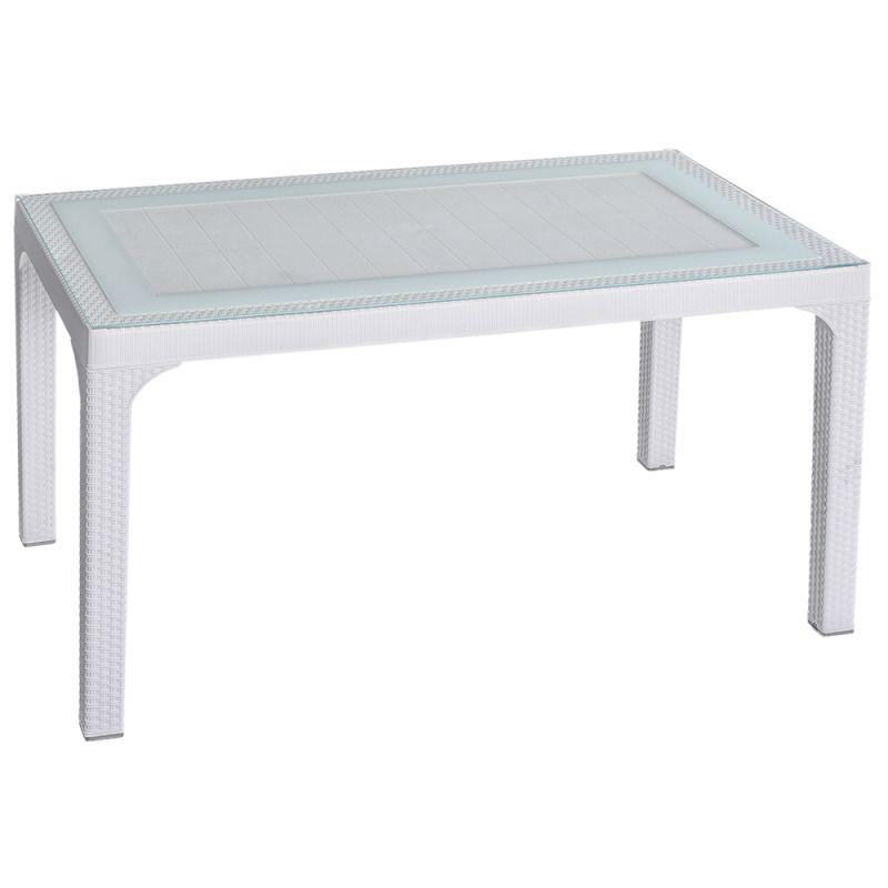 Стол для сада со стеклянной столешницей белый 140x80x74 cм 166248, цена ...