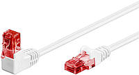 Патч-корд неекранований Goobay RJ45 UTP6 0.5m patch AWG25 1x90° D=5.9mm Gold білий (75.05.1521)