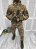 Весенний тактический костюм пиксель Softshell, с отделением под наколенники
