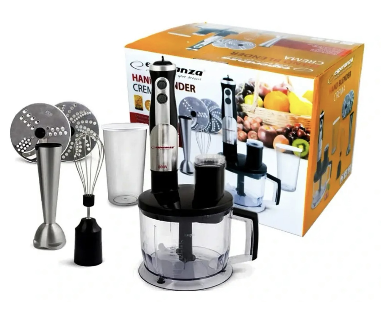 Блендер з насадками 5в1 занурювальний ручний багатофункціональний Esperanza Cream EKM004 з турборежимом, фото 1