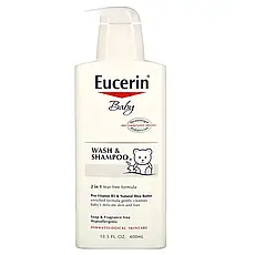 Eucerin, Baby, гель для душу і шампунь, без аромат, 400 мл (13,5 рідких унцій)