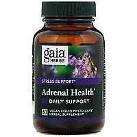 Gaia Herbs, Adrenal Health, ежедневная поддержка, 60 веганских жидких фито-капсул