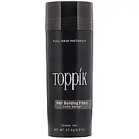Toppik, Hair Building Fibers, загуститель для волос, оттенок темно-коричневый, 27,5 г (0,97 унции) Киев