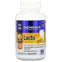 Enzymedica, Lacto, самая продвинутая формула для усвоения молочных продуктов, 90 капсул