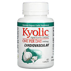 Kyolic, Витриманий екстракт часнику One Per Day, серцево-судинний засіб, 1000 мг, 60 капсул