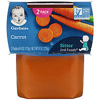 Gerber, моркву, 2 баночки, 113 г (4 унції) в кожній GBR-07600