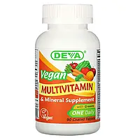 Deva, мультивитаминная и минеральная добавка для веганов, один раз в день, 90 таблеток, покрытых оболочкой