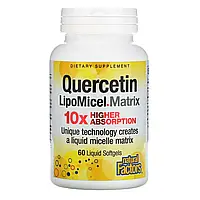Natural Factors, кверцетин, в мицеллярной форме LipoMicel, 60 капсул с жидким содержимым Киев