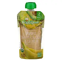 Happy Family Organics, Органическое детское питание, этап 2, от 6 лет, бананы, ананас, авокадо и гранола, 113