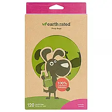 Earth Rated, пакети для прибирання за собаками, з ручками, з запахом лаванди, 120 пакетів ERD-005