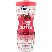 Plum Organics, Super Puffs, снек з органічних злаків, полуниця з буряком, 1,5 унції 42 г, офіційний сайт