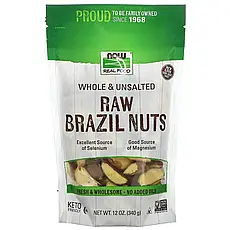 Now Foods, Real Food, цільні сирі бразильські горіхи, несолоні, 340 г