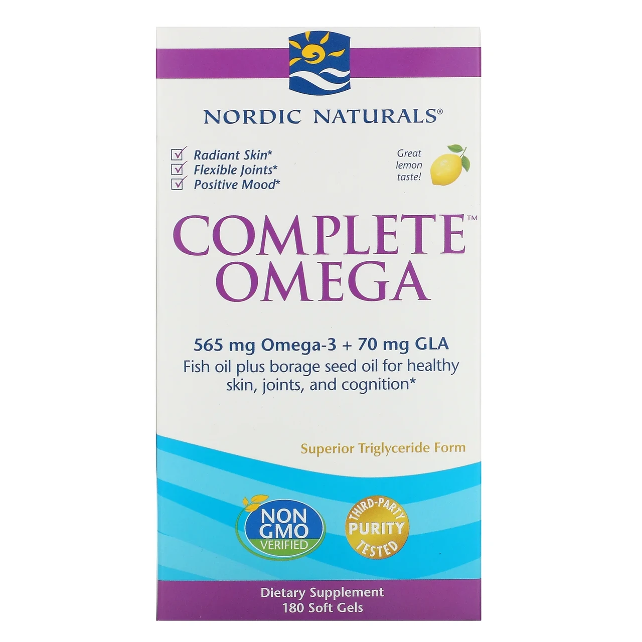 Nordic Naturals, Complete Omega, лимонний смак, 1000 мг, 180 гелевих капсул NOR-03770, Київ