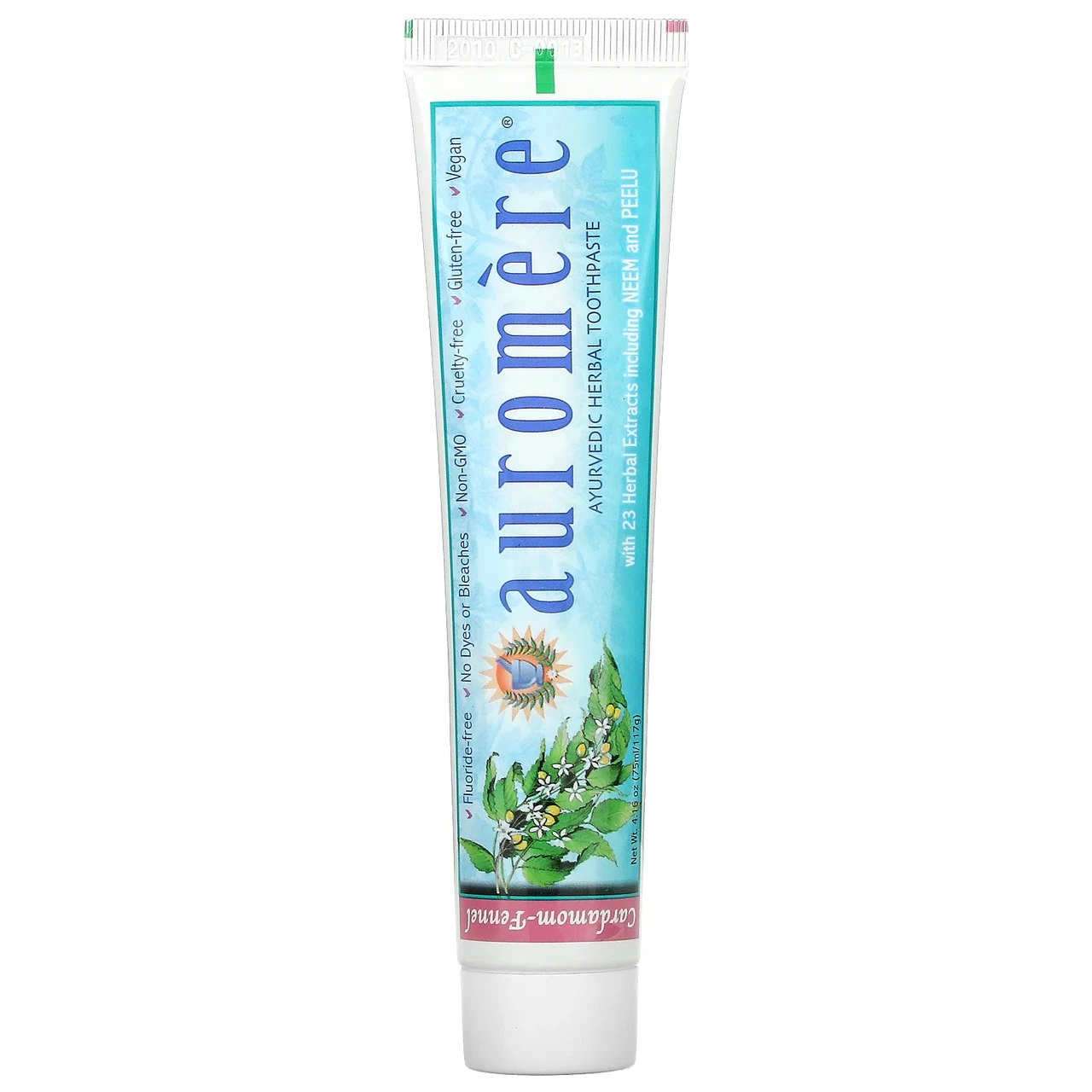 Auromere, Аюрведична зубна паста на травах, не утворює піни, зі смаком кардамону і фенхелю, 4,16 унції