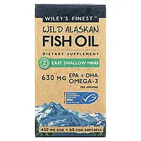 Wiley's Finest, жир дикой аляскинской рыбы, мягкие мини-таблетки, 315 мг, 60 мягких таблеток Киев