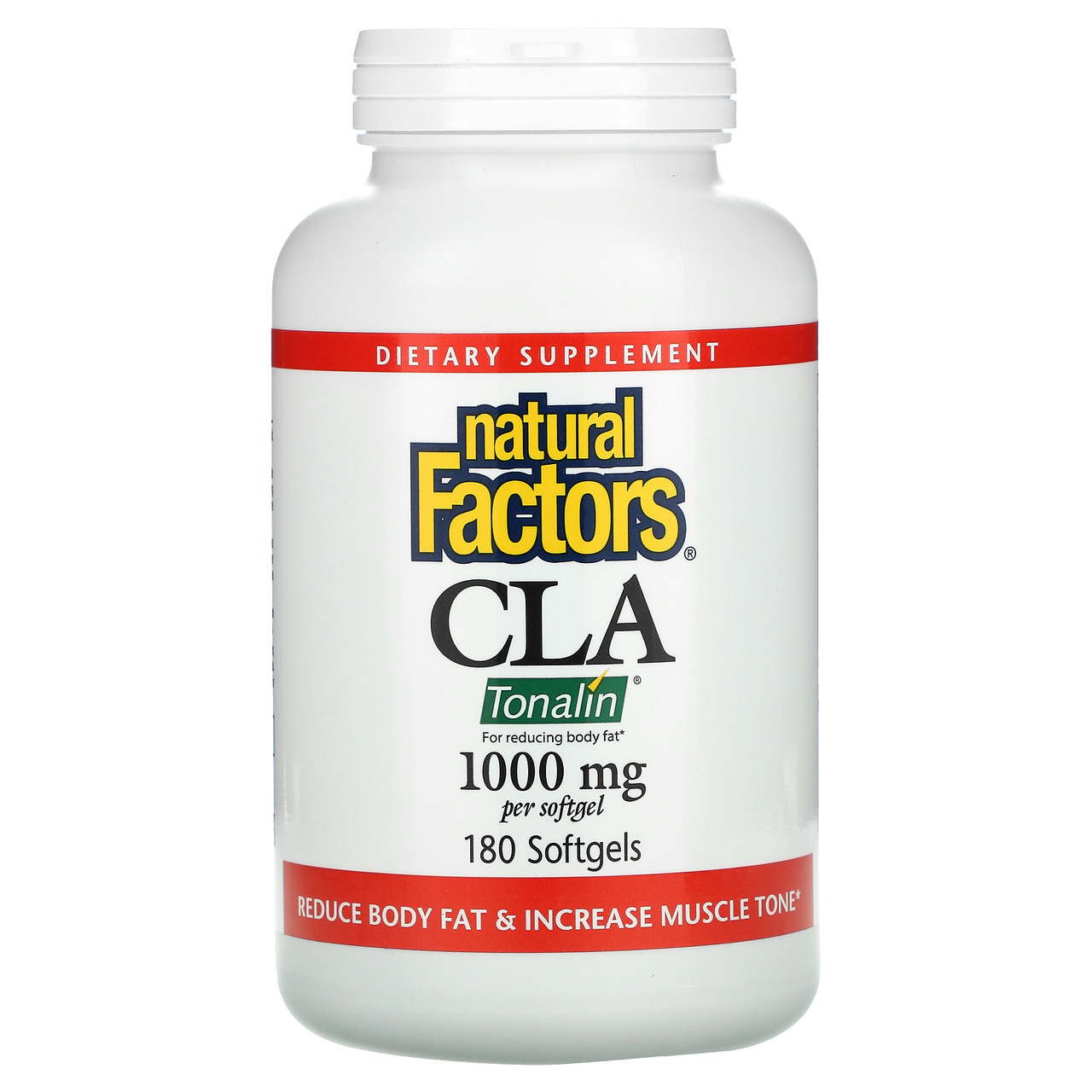 Natural Factors, CLA, суміш з кон'югованих лінолевої кислотою, 1000 мг, 180 м'яких капсул, Київ