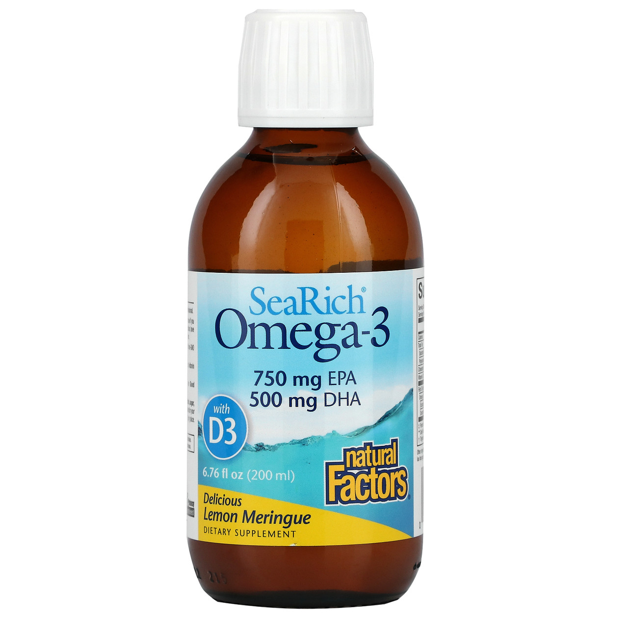Natural Factors, SeaRich Omega-3 з вітаміном D3, смачна лимонна безе, 200 мл (6,76 рідин та си. Унції), Київ